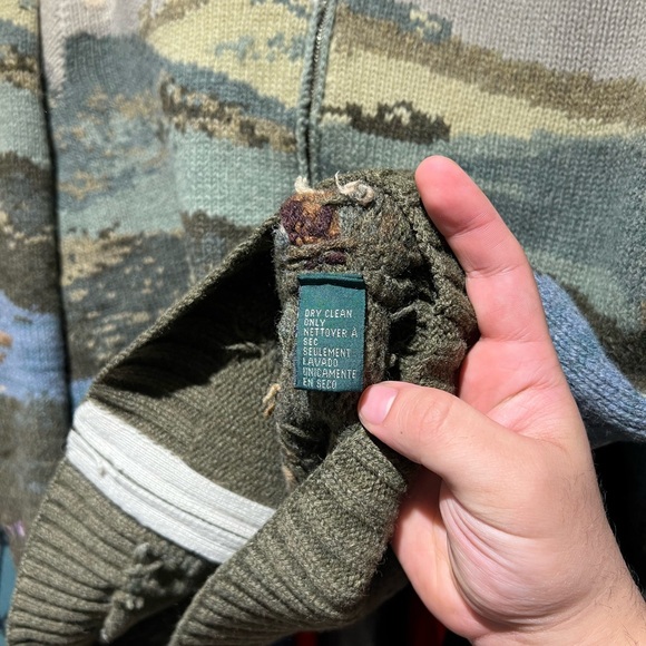 Lauren Ralph Lauren 100% Lambswool full zip Hand Knit sweater pioneer Sz Small - Picture 3 of 5